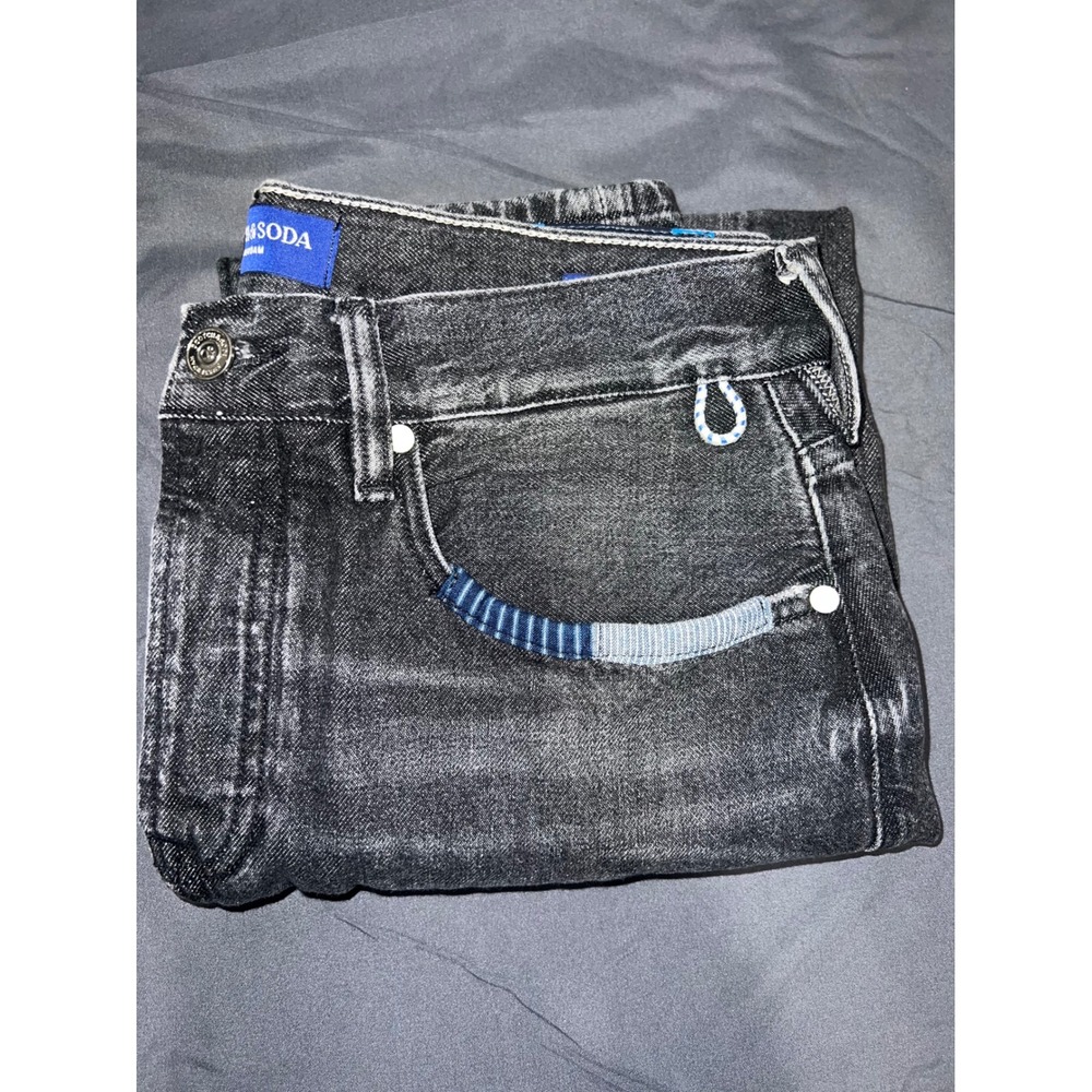 Scotch & Soda Black Distressed Sashiko Patchwork Women 29/26 Jeans Grunge‎ Goth